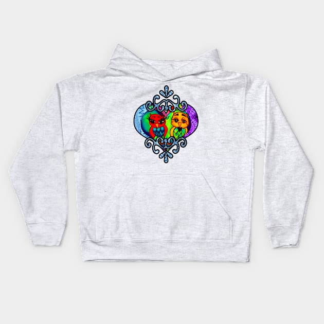 Regal Love Owls Kids Hoodie by artbyomega